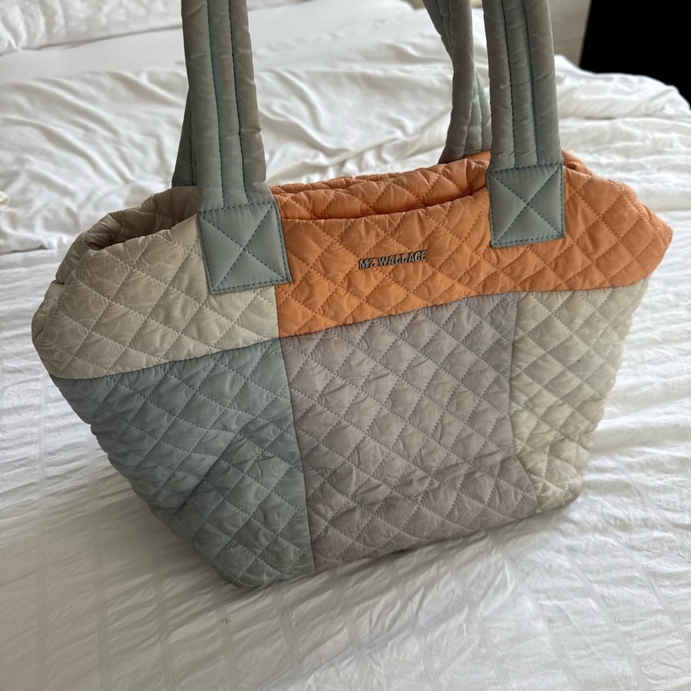 MZ Wallace Quilted Large Metro Tote - Orange, Blue and Gray Tote